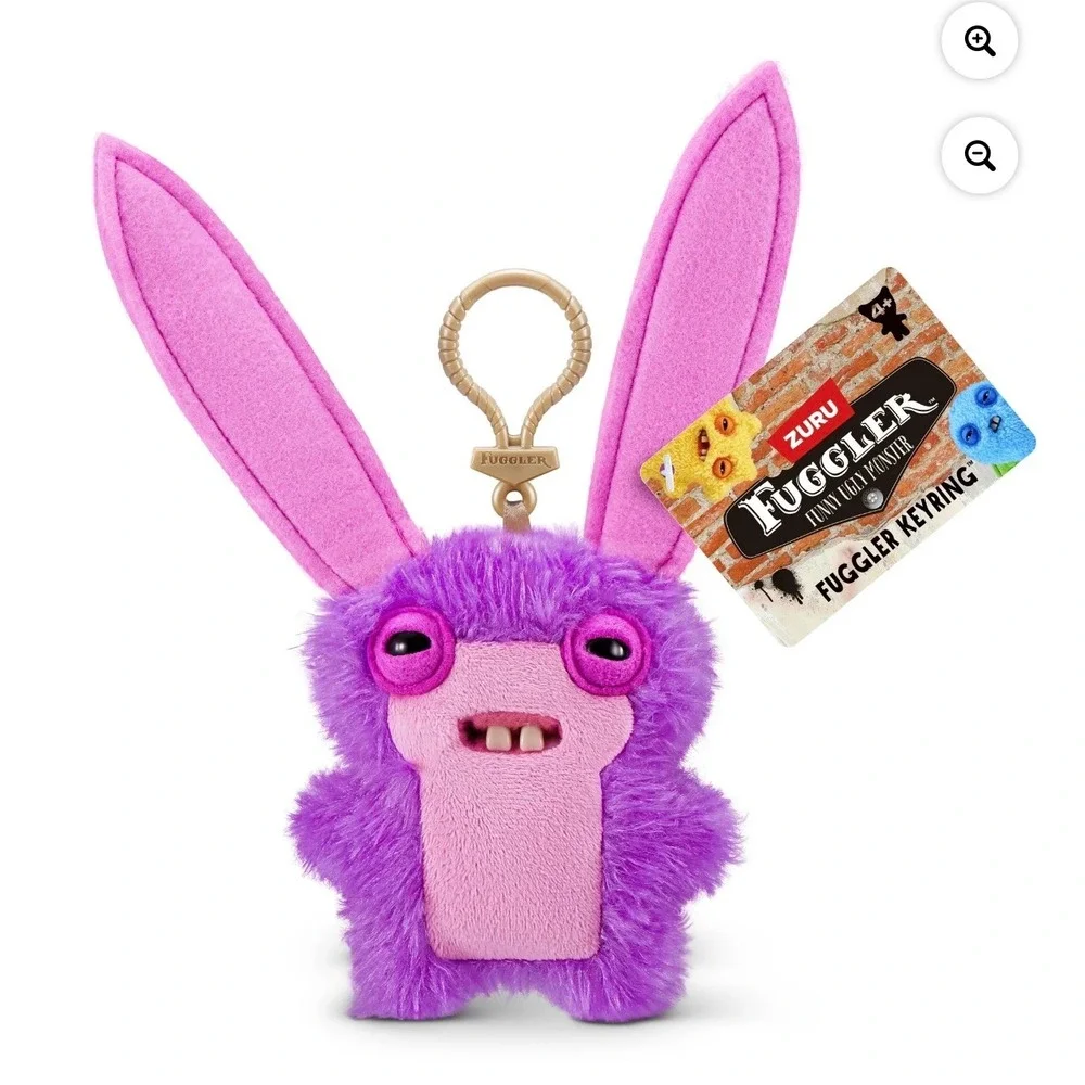 ZURU Fuggler Purple Bunny Rabbit LORD LONG EARS Ugly‎ Monster Keychain Clip On